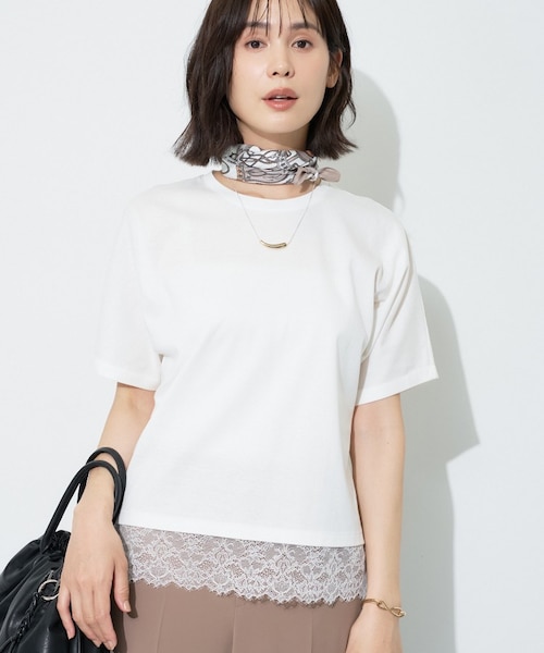 汗ジミ防止／接触冷感】裾レースドルマンTシャツ｜インディヴィの通販