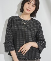 【華やか／1枚でサマになる】上品ツイードブラウス