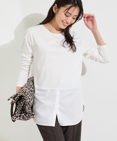 【レイヤードにおすすめ】シャツコンビ ロングTシャツ