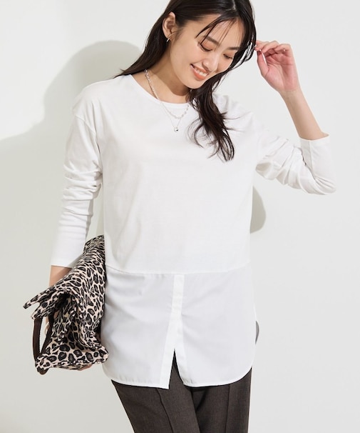 【レイヤードにおすすめ】シャツコンビ ロングTシャツ