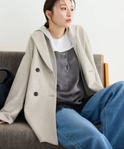 【顔まわりスッキリ】ショールカラー ミドル丈コート