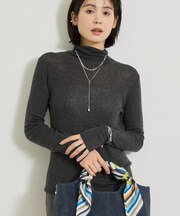 【ウールラメ混/軽量】 ハイネックインナーニット