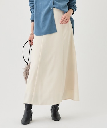 【美シルエット】ジョーゼットサテンセミフレアスカート