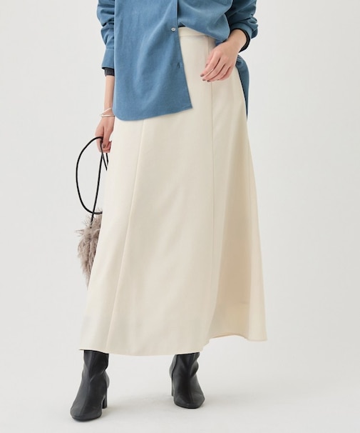 【美シルエット】ジョーゼットサテンセミフレアスカート