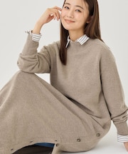 【軽量/カシミヤ混/体型カバー】ハイネックニットワンピース