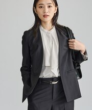 【日本製/良質スーツ】ノーカラージャケット