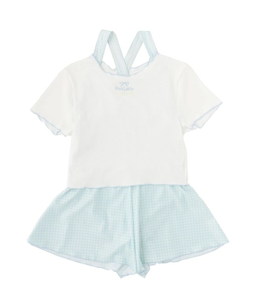 リブT付ギンガムチェックワンピース