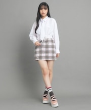 【130cmあり/インナー付き】チェックミニスカート