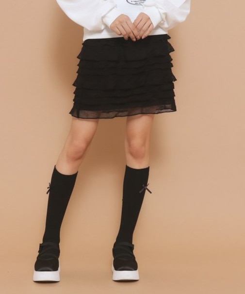【130cmあり／インナー付き】ティアードフリルミニスカート