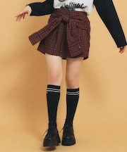 【インナー付き】腰巻きネルシャツ風スカート