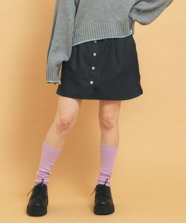 【インナー付き】ストライプシャツスカート