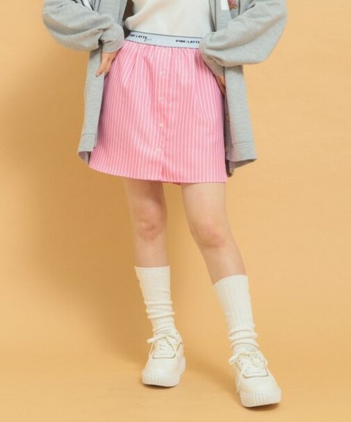【インナー付き】ストライプシャツスカート