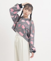 【るーつくコラボ】総柄プリントショートフーディー