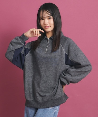 ビックシルエット ハーフジップ