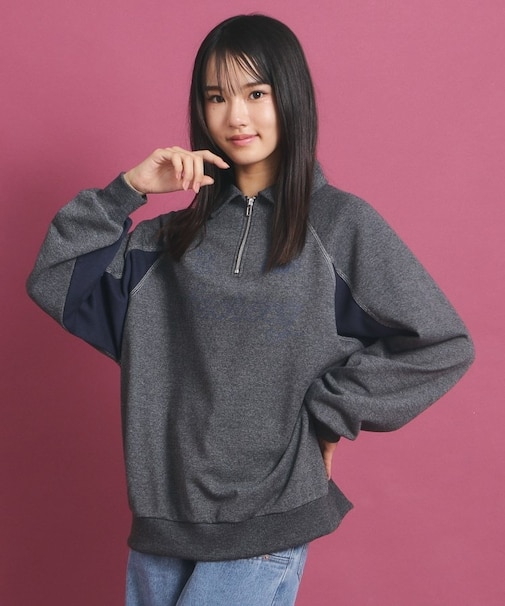 ビックシルエット ハーフジップ