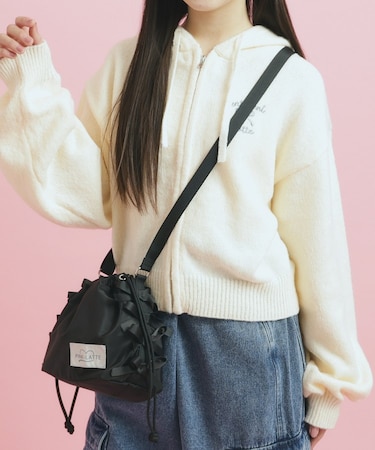 カジュアルリボン巾着ショルダー