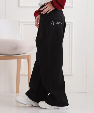 タックワイドストレートデニム