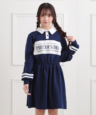 ミニ裏エリ付きドロストワンピース