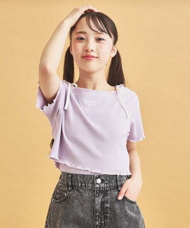 【セットアイテム】オフショルテレコTシャツ+テレコキャミ