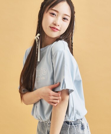 ドロストリボンタックトップス