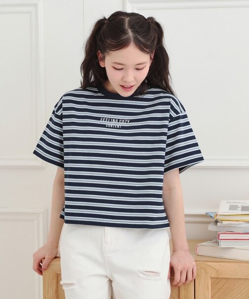 クロップドボーダーTシャツ