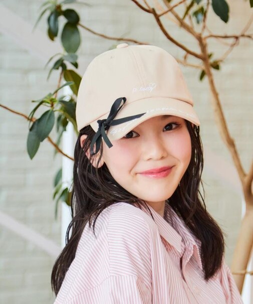 【リボンゴム付き】刺繍キャップ