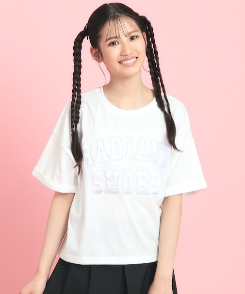 サテンアップリケカレッジTシャツ