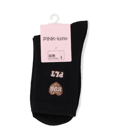 レオパードハート刺繍ショートソックス