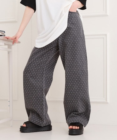 ドット柄デニムパンツ