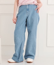 ドット柄デニムパンツ