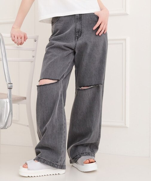 膝ダメージデニムパンツ