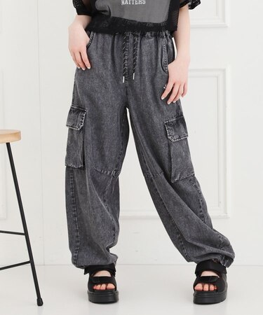 デニムバレルカーゴパンツ