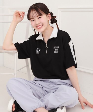 メッシュ切替ハーフジッププルオーバー