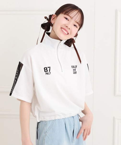 メッシュ切替ハーフジッププルオーバー