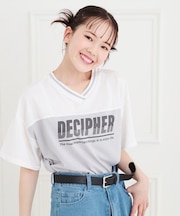 Vネック切替Tシャツ