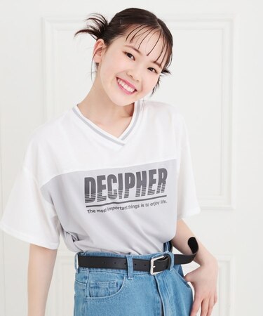 Vネック切替Tシャツ