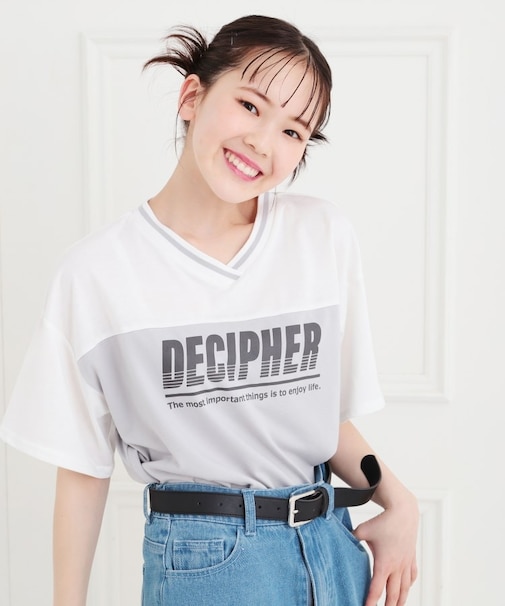 Vネック切替Tシャツ