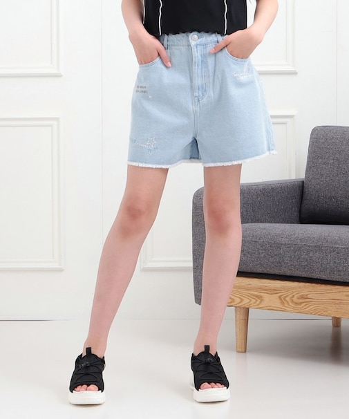 らくがき刺繍フリンジショートパンツ