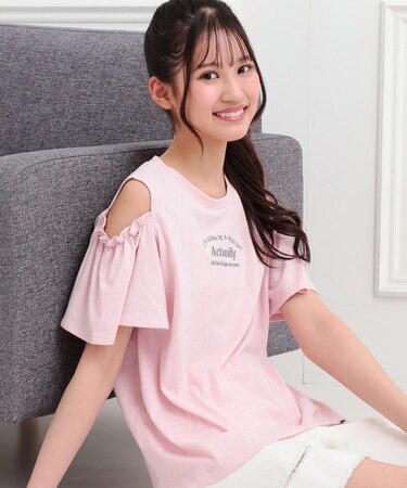 肩あきフレアスリーブトップス