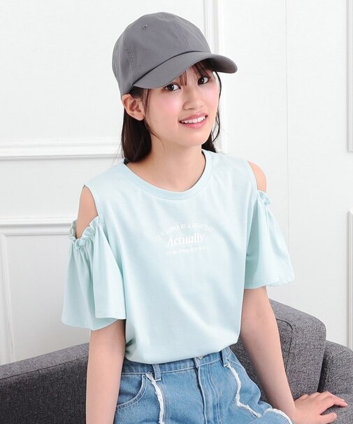 肩あきフレアスリーブトップス