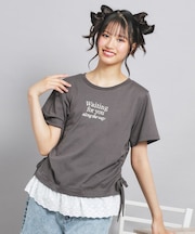 裾レースドロストトップス