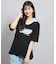 【接触冷感】Vネック衿付きアップリケビッグTシャツ