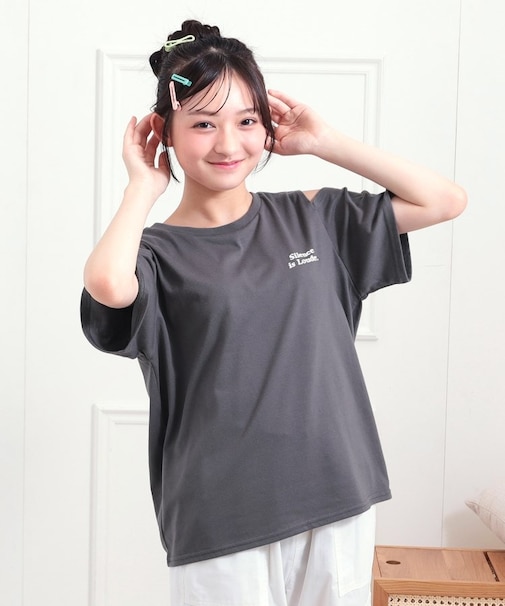 肩あきバックプリントビッグTシャツ