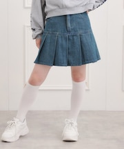 デニム裾プリーツスカート