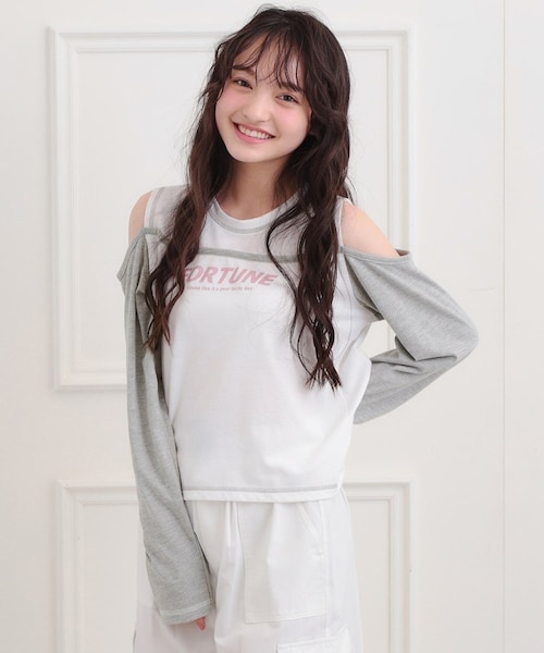 レイヤード風肩あきロンT｜ピンクラテの通販｜&mall（アンドモール