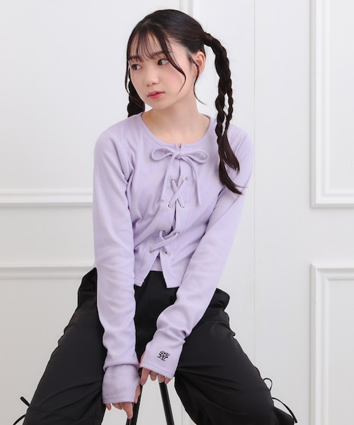 レースアップテレコプルオーバー