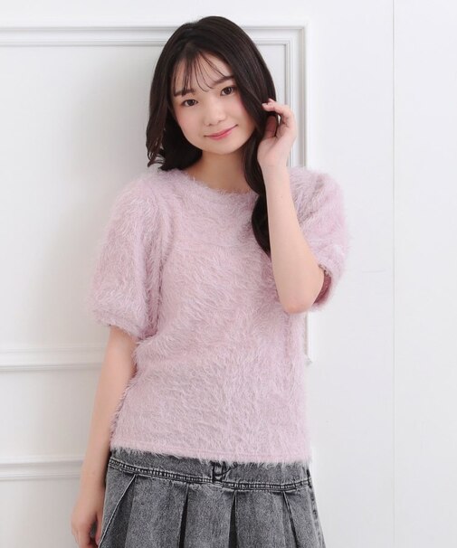 ふわふわパフスリーブ半袖トップス