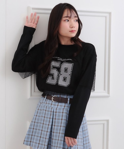 メッシュレイヤード風ロングT