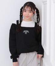 ラメ裏毛オフショル風プルオーバー