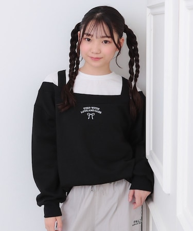 ラメ裏毛オフショル風プルオーバー
